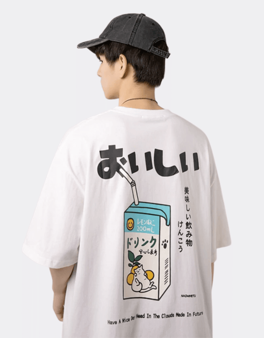 Sneaked - T-shirt avec bric de jus d'orange sur le devant oversize