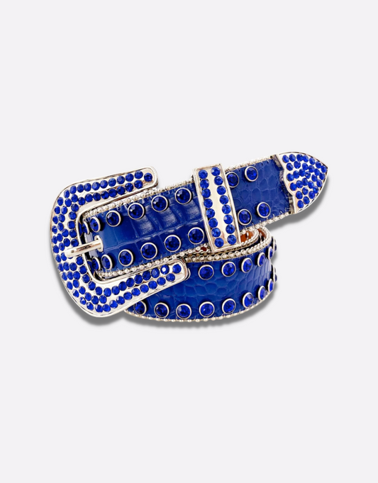 Ceinture style cowboy avec strass - bleu