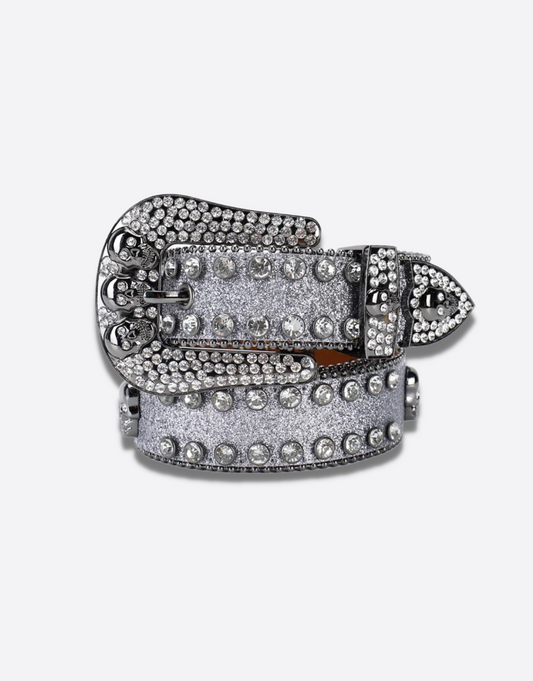 Ceinture tête de mort strass style y2k - gris