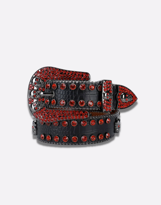 Ceinture avec faux diamant rouge et strass style y2k