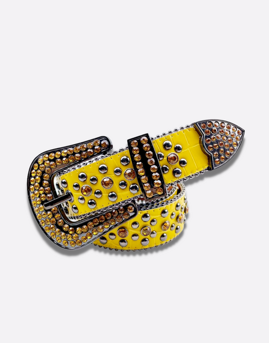 Ceinture avec strass et perle style y2k - jaune