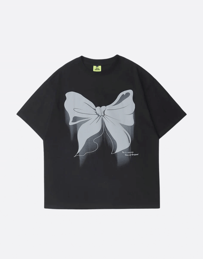 Sneaked - T-shirt noeud papillon style cartoon imprimé sur le devant