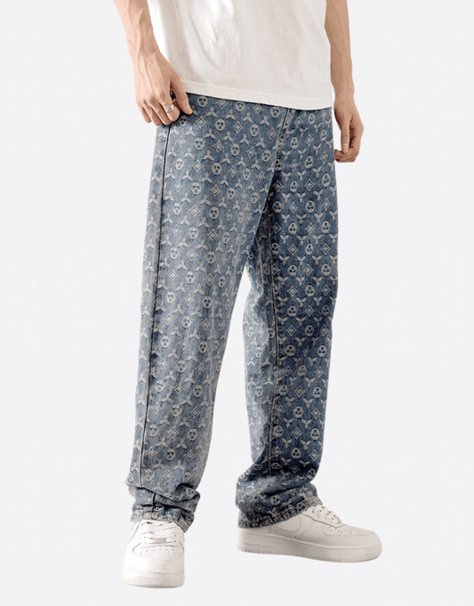 Sneaked - Pantalon jean à motif coupe droite