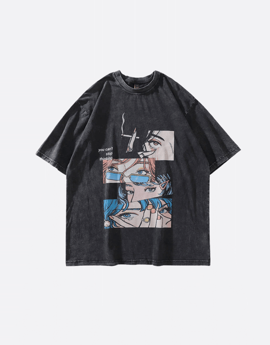 Sneaked - T-shirt grunge style bande dessine japonnais Retro