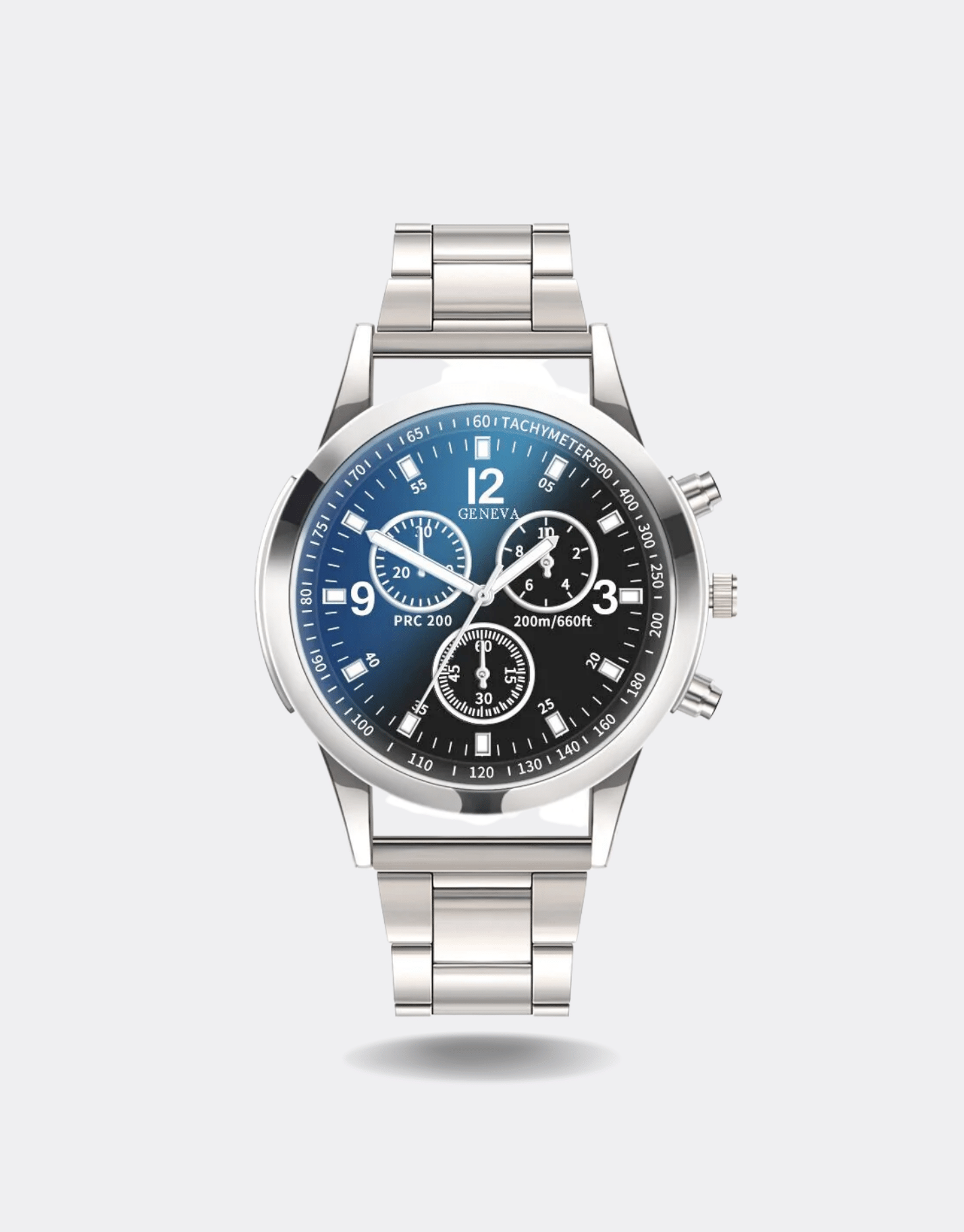 Montre argentée homme - Sport chrono de luxe mouvement à quartz