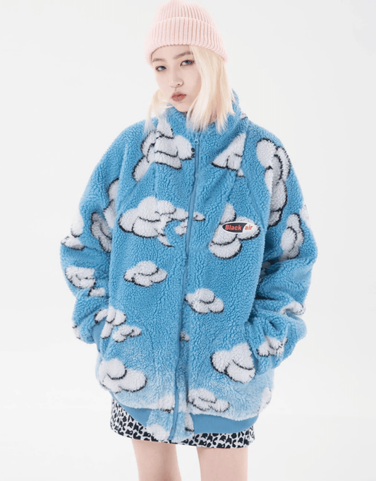 Sneaked - Veste zippé en polaire peluche motif nuage