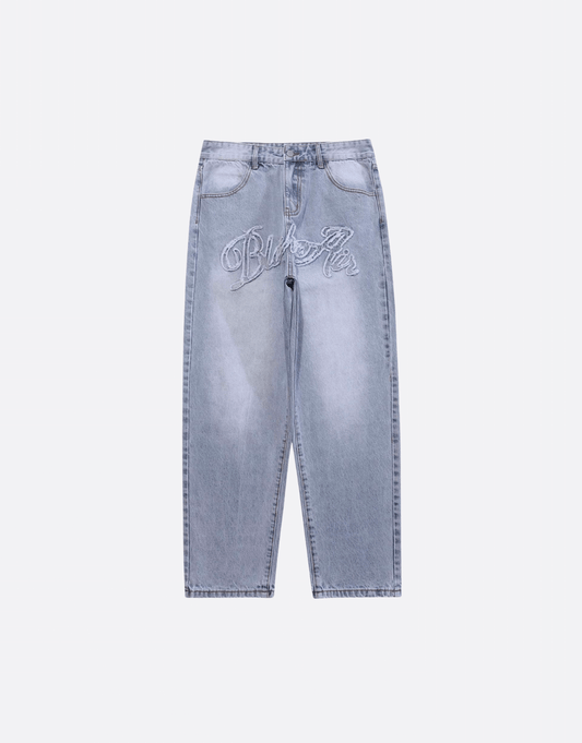 Sneaked - Pantalon jean baggy y2k oversize style délavé avec lettre brodé