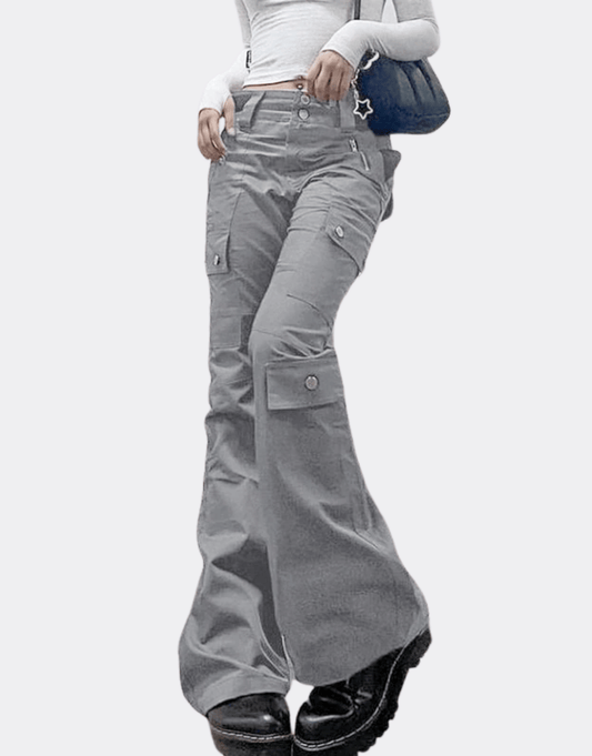 Sneaked - Pantalon cargo gris style y2k avec poches