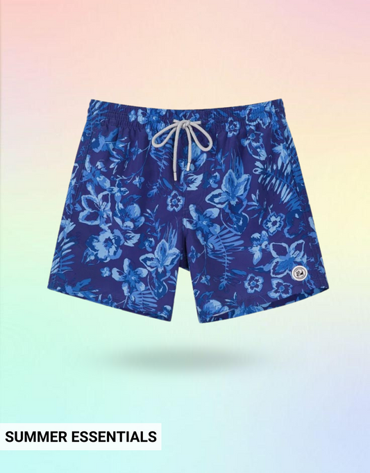 Short de bain - Feuille bleu - Sneaked