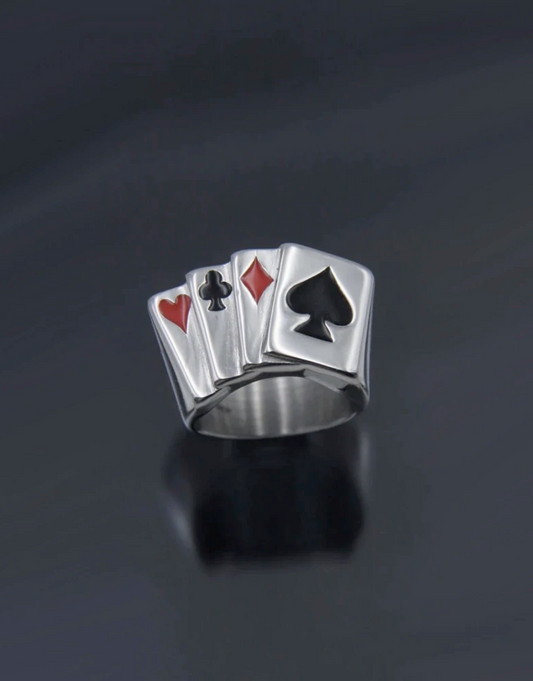 SNEAKED - Bague motif poker en métal massif - Sneaked