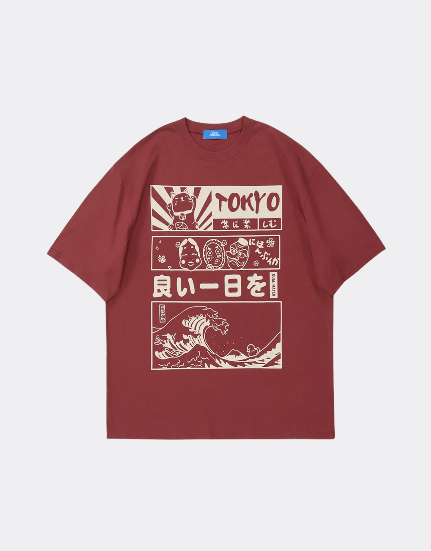 Sneaked - T-shirt avec motif japonais manga personnage et vague