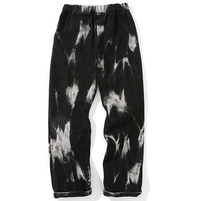 SNEAKED - PANTALON TIE DYE NOIR ET BLANC COUPE NORMALE - Sneaked