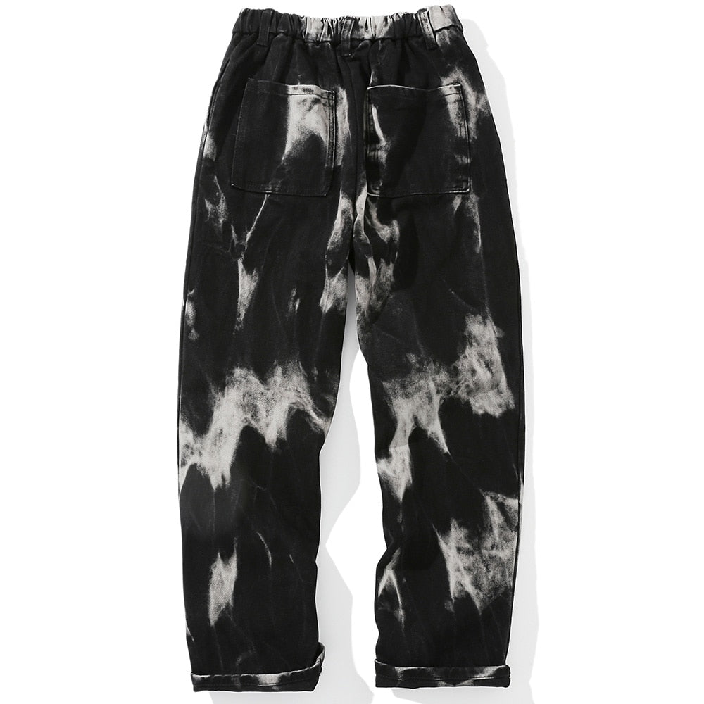 SNEAKED - PANTALON TIE DYE NOIR ET BLANC COUPE NORMALE - Sneaked