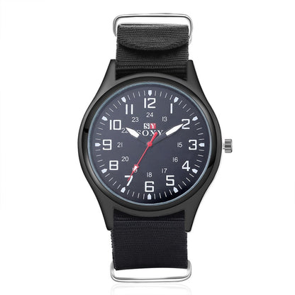 Sneaked - Montre rond style militaire avec aiguille rouge - Sneaked