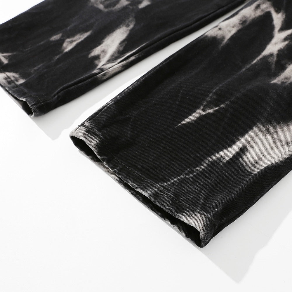 SNEAKED - PANTALON TIE DYE NOIR ET BLANC COUPE NORMALE - Sneaked