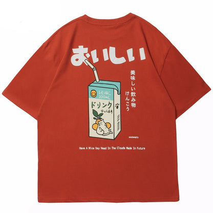 Sneaked - T-shirt avec bric de jus d'orange sur le devant oversize