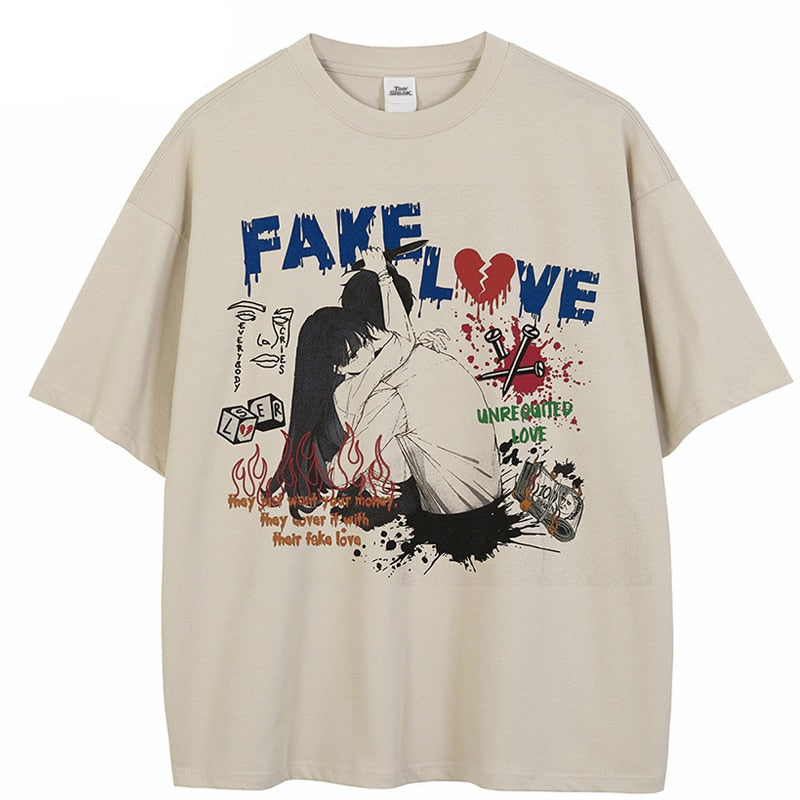 Sneaked - T-shirt deux amoureux rupture style japonais