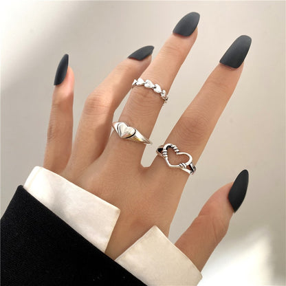 Sneaked - set bague coeur minimaliste pour femme en argent