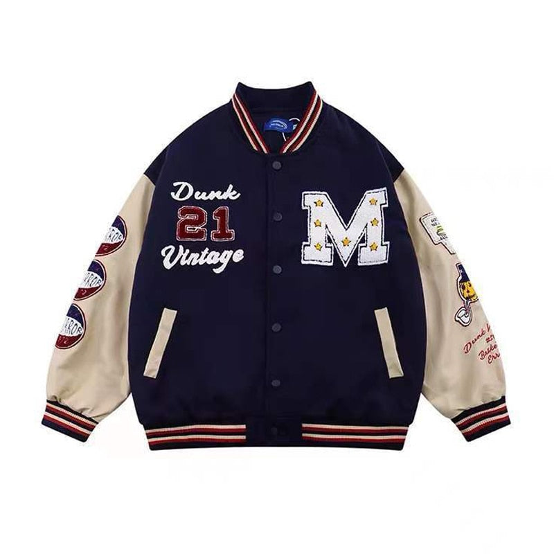 Sneaked - Veste teddy universitaire unisexe rétro patch