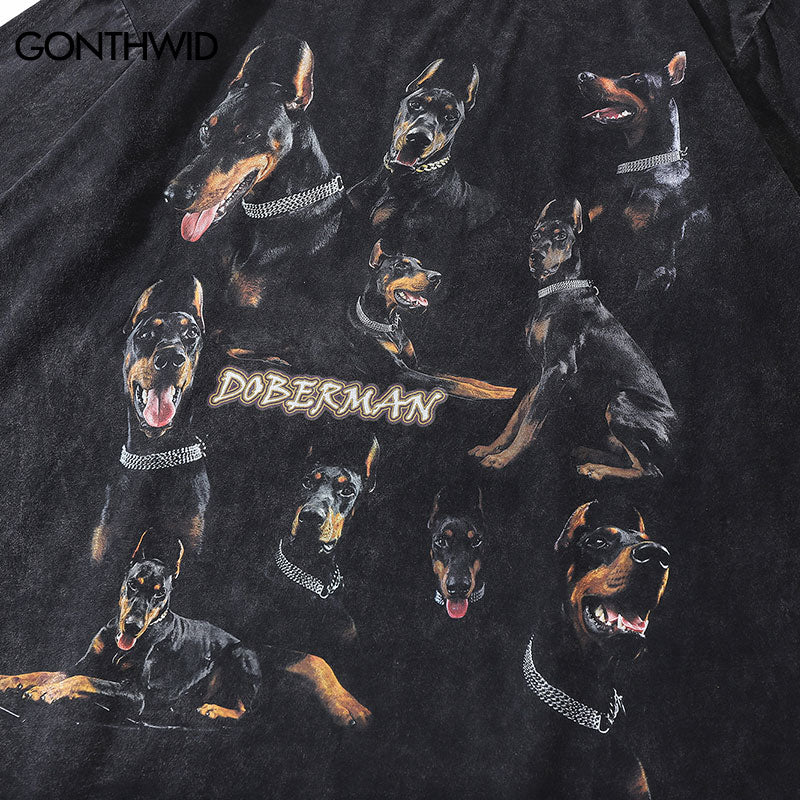 Sneaked - T-shirt Oversize Doberman chien imprimé