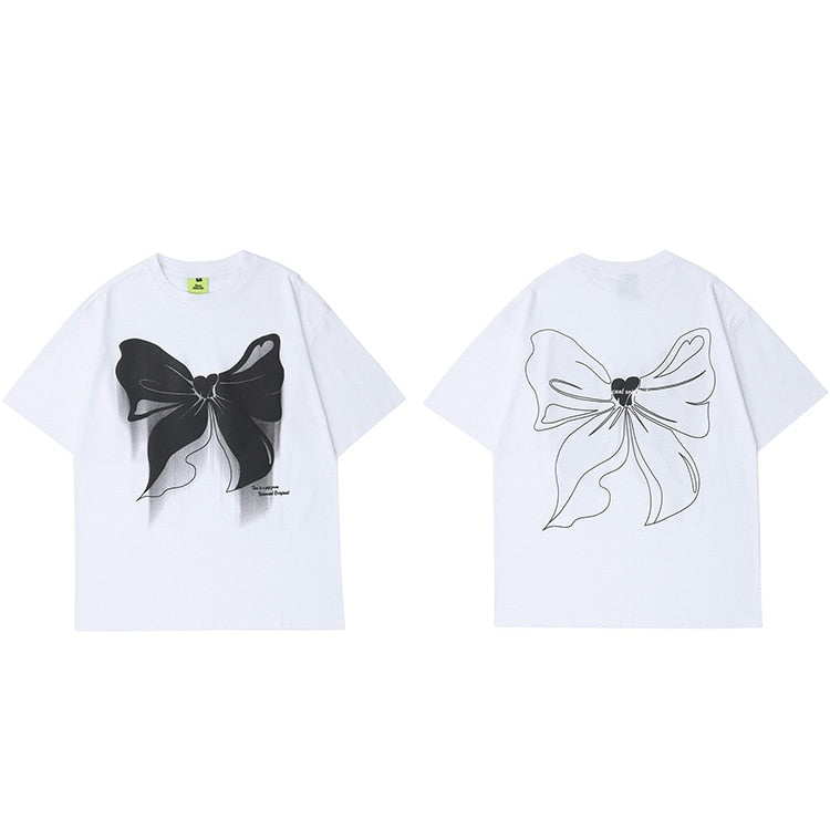 Sneaked - T-shirt noeud papillon style cartoon imprimé sur le devant