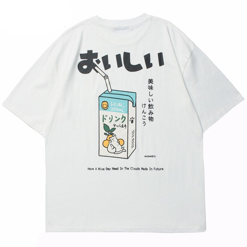 Sneaked - T-shirt avec bric de jus d'orange sur le devant oversize