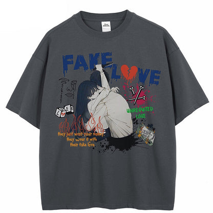 Sneaked - T-shirt deux amoureux rupture style japonais